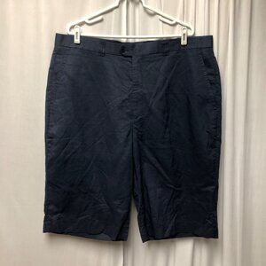 Stacy Adams Navy Blue Shorts Mens Size 42W Linen Cotton Blend Bermuda NEW